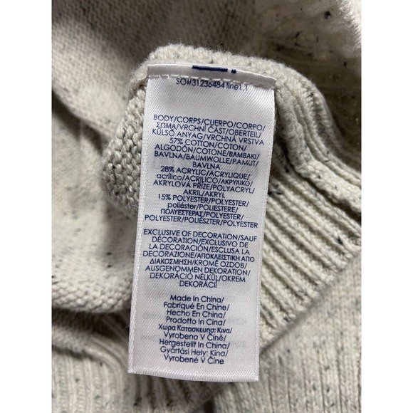 Chaps Mens Showl Neck Pullover Size Large Sweater Speckled Beige Textured Knit - Picture 5 of 6